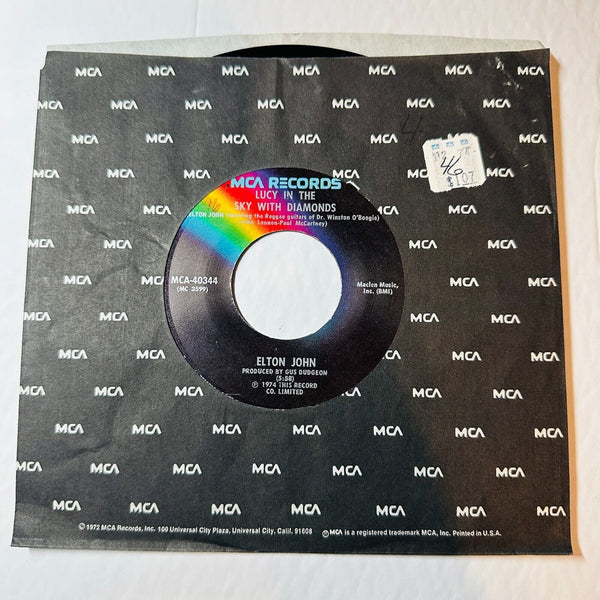 ELTON JOHN 45 RPM Lucy In The Sky With Diamonds / On Day At A Time MCA Record