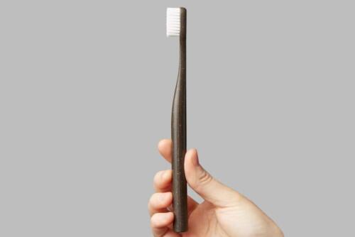 Bogobrush Compostable Toothbrush with Soft Nylon Bristles Stand in Coffee Brown