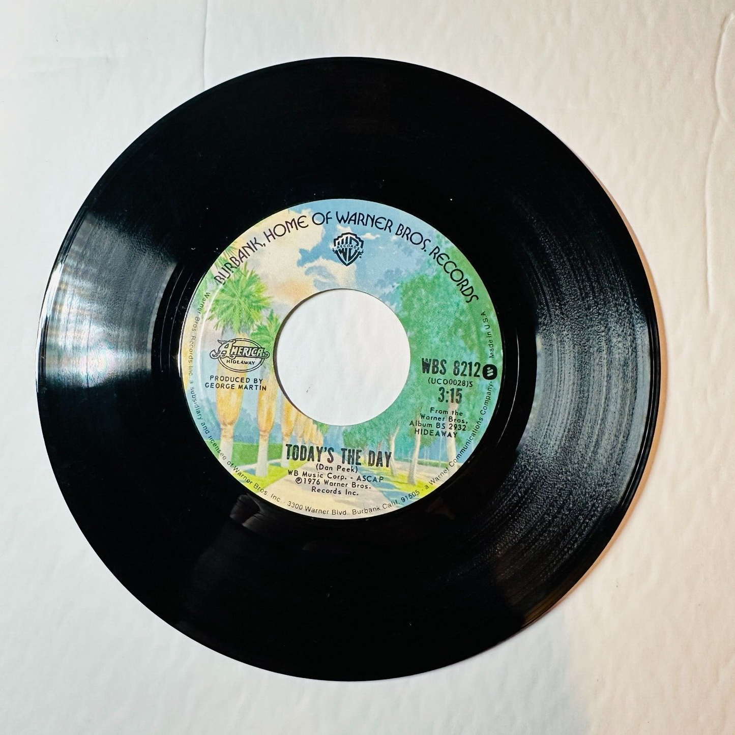 1976 America Today's The Day Hideaway part II 7" 45 Warner Bros Record