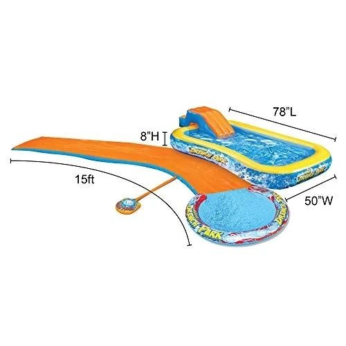 Banzai Aqua Drench 3-in-1 Splash Park With Pool Sprinkler & Water Slide 15ft