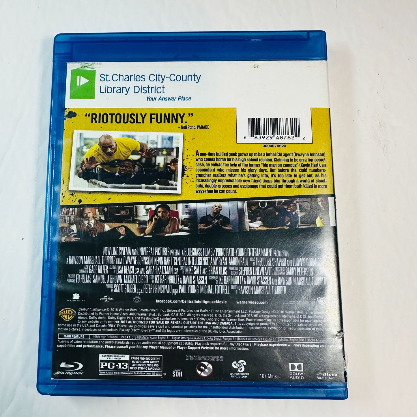 Central Intelligence Blu-Ray Kevin Hart & Dwayne Johnson Ex Library Rental