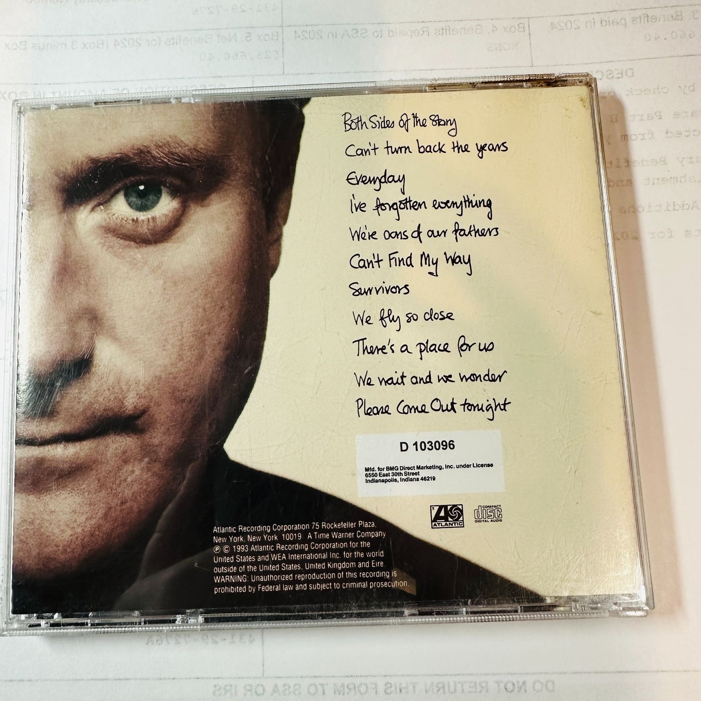 Phil Collins Both Sides Album CD In Jewel Case Atlantic