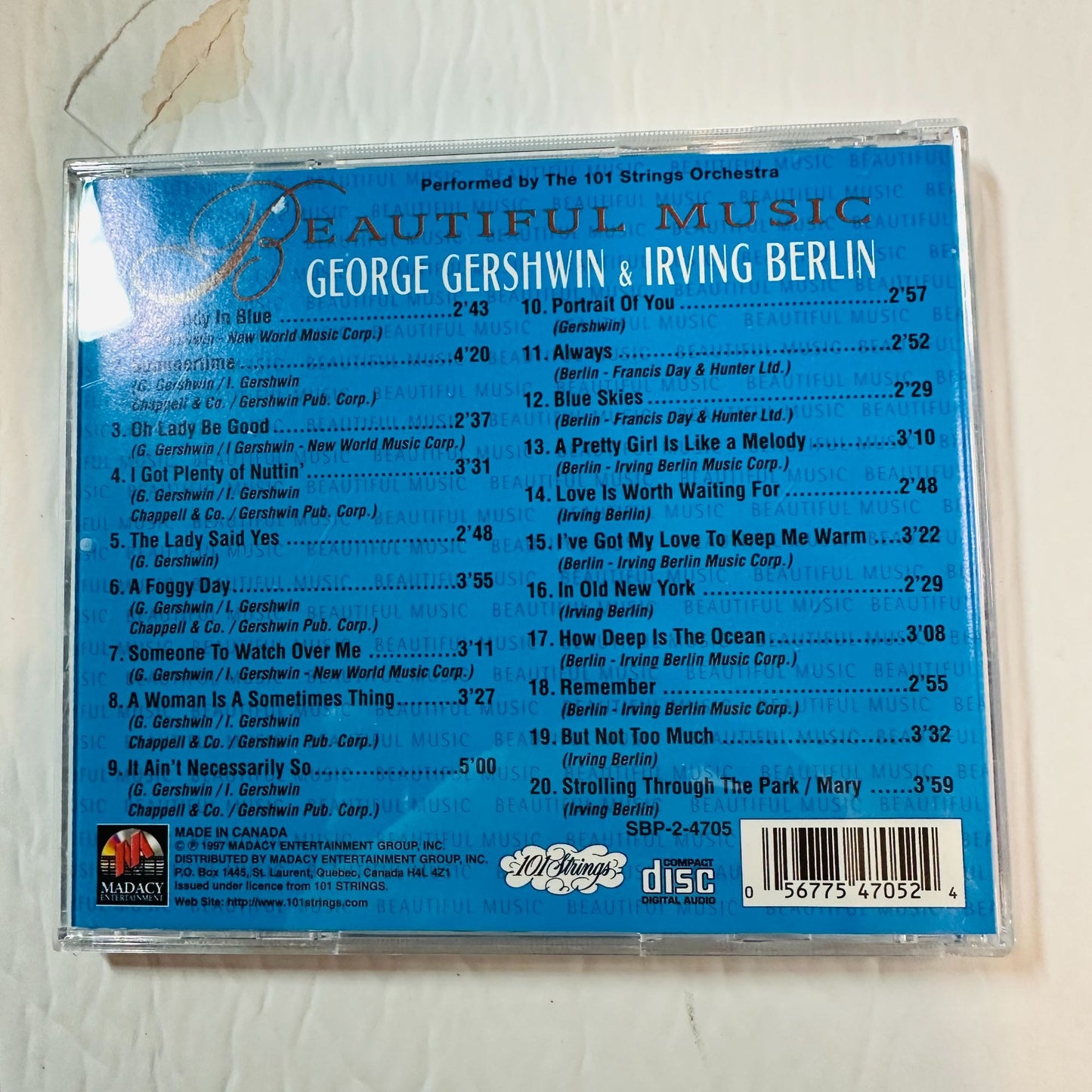 Beautiful Music CD George Gershwin & Irving Berlin By 101 Strings Orchestra