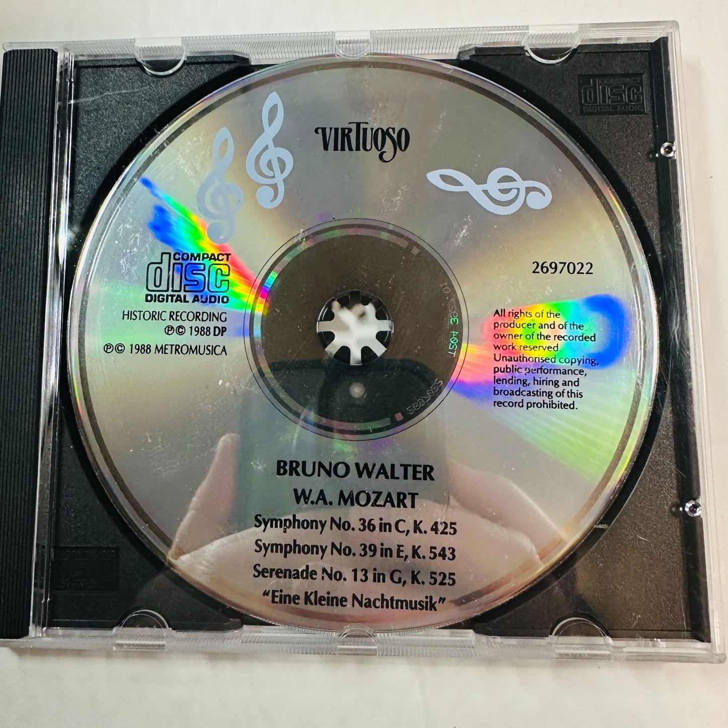 Bruno Walter Mozart Symphonies & Serenade CD Virtuoso Label CD 1988 Metromusica