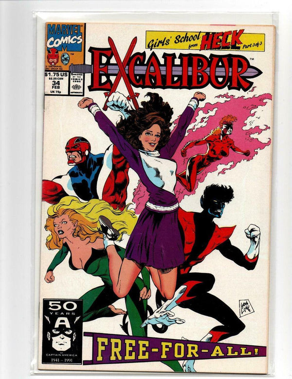 Excalibur #34 February 1991 Marvel Comic Book Girls School From Heck - Suthern Picker