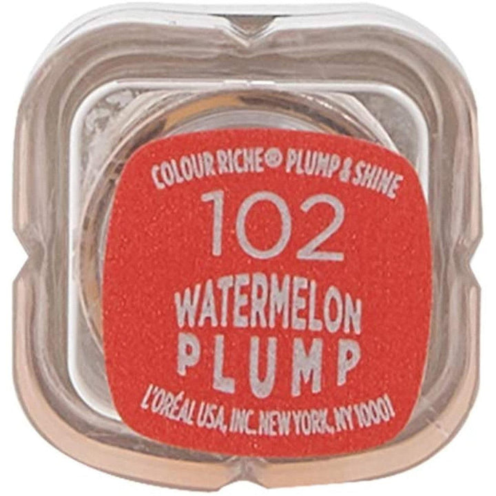 L'Oreal Paris Makeup Colour Riche Plump and Shine Lipstick Watermelon Plump 102 - Suthern Picker