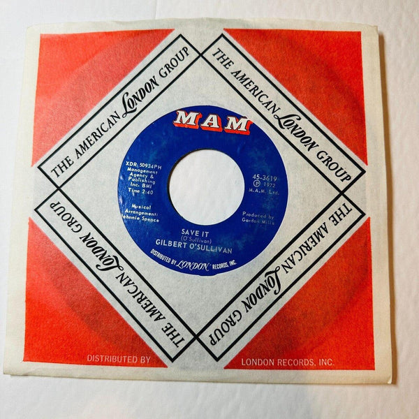 Gilbert O' Sullivan Alone Again Naturally / Save It 45 RPM Record MAM - Suthern Picker