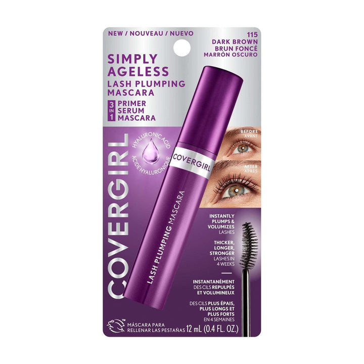 COVERGIRL Simply Ageless Lash Plumping Mascara #115 Dark Brown Pack of 1 - Suthern Picker