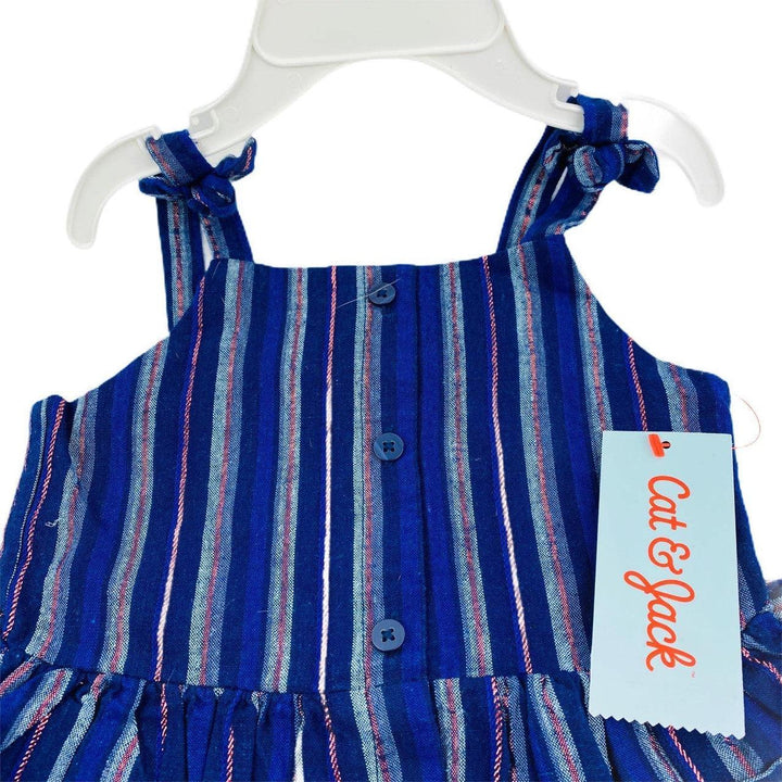 Toddler Girls Tank Top Striped Button Dress with Shine Cat & Jack Navy Blue - Suthern Picker