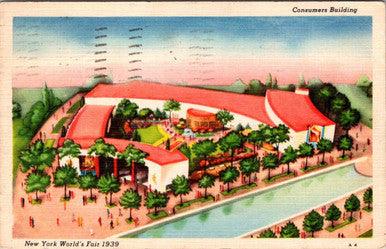 Consumers Building Vintage Linen Postcard New York World's Fair 1939 Posted - Suthern Picker