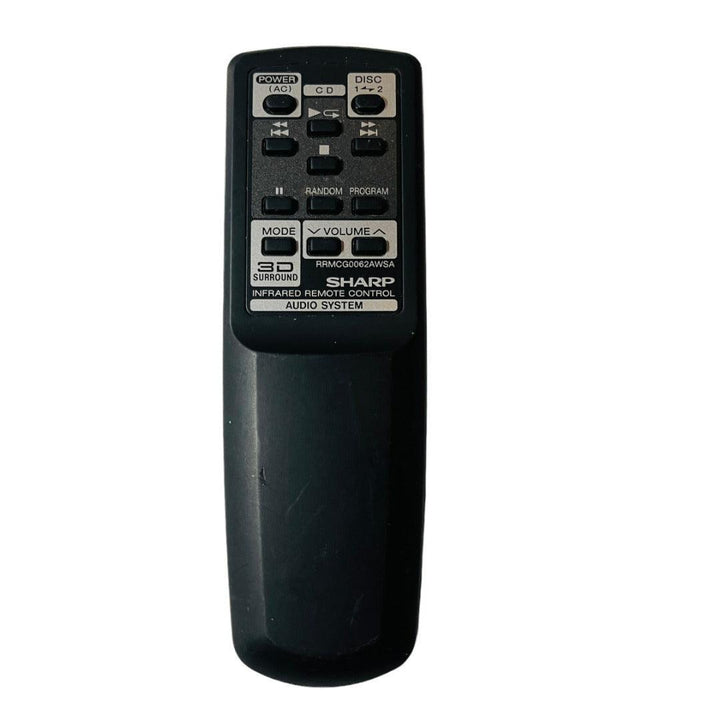 Sharp RRMCG0062AWSA Genuine Audio System Remote Control Tested Works NO BACK - Suthern Picker