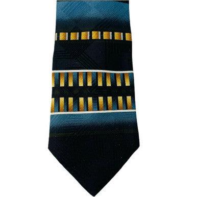 Puritan Men's Neck Tie Geometric Black Blue 100% Polyester Made In USA - Suthern Picker