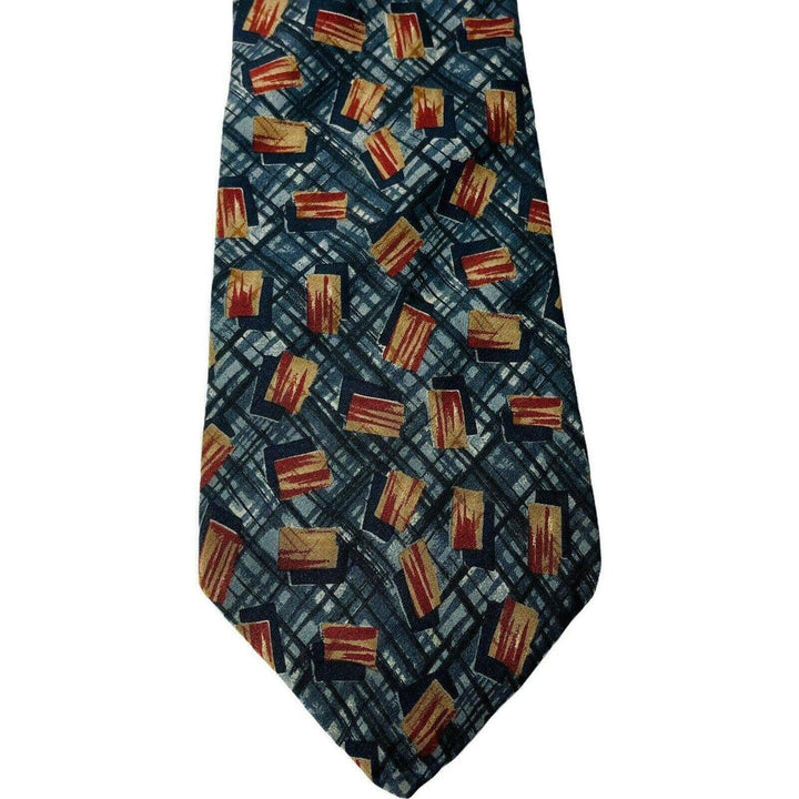 Perry Ellis Portfolio Men's Neck Tie Grey Brown Geometric 100% Italian Silk USA - Suthern Picker