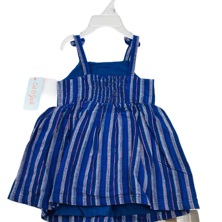 Toddler Girls Tank Top Striped Button Dress with Shine Cat & Jack Navy Blue - Suthern Picker