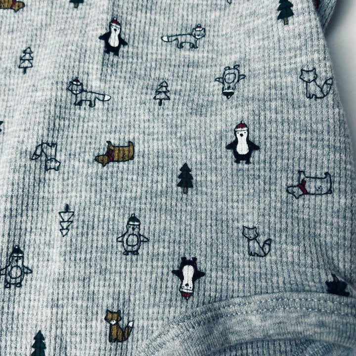 Carter's Flannel One Piece Romper Boys Gray 24M Penguin Dog Fox Christmas Tree - Suthern Picker