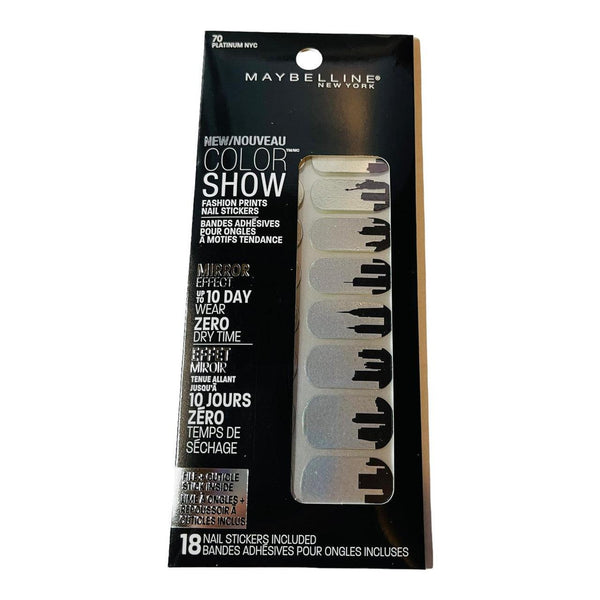 Maybelline Color Show Fashion Prints Mirror Nail Stickers #70 Platinum NYC - Suthern Picker