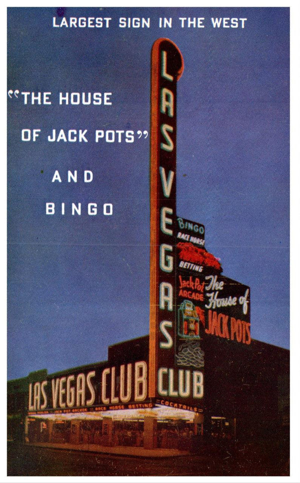 Largest Sign In The West Vegas House Of Jackpots Vintage RP Postcard Kodachrome - Suthern Picker