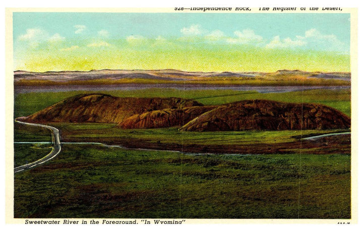 Independence Rock Sweetwater River Vintage Postcard Wyoming Register Of Desert - Suthern Picker