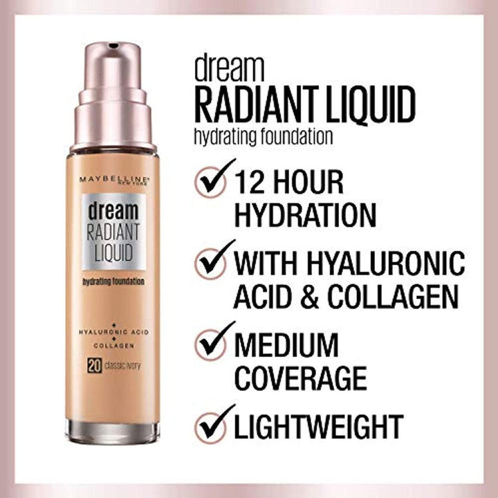 Maybelline Dream Radiant Liquid Lightweight Liquid Foundation Alabaster 00 - Suthern Picker