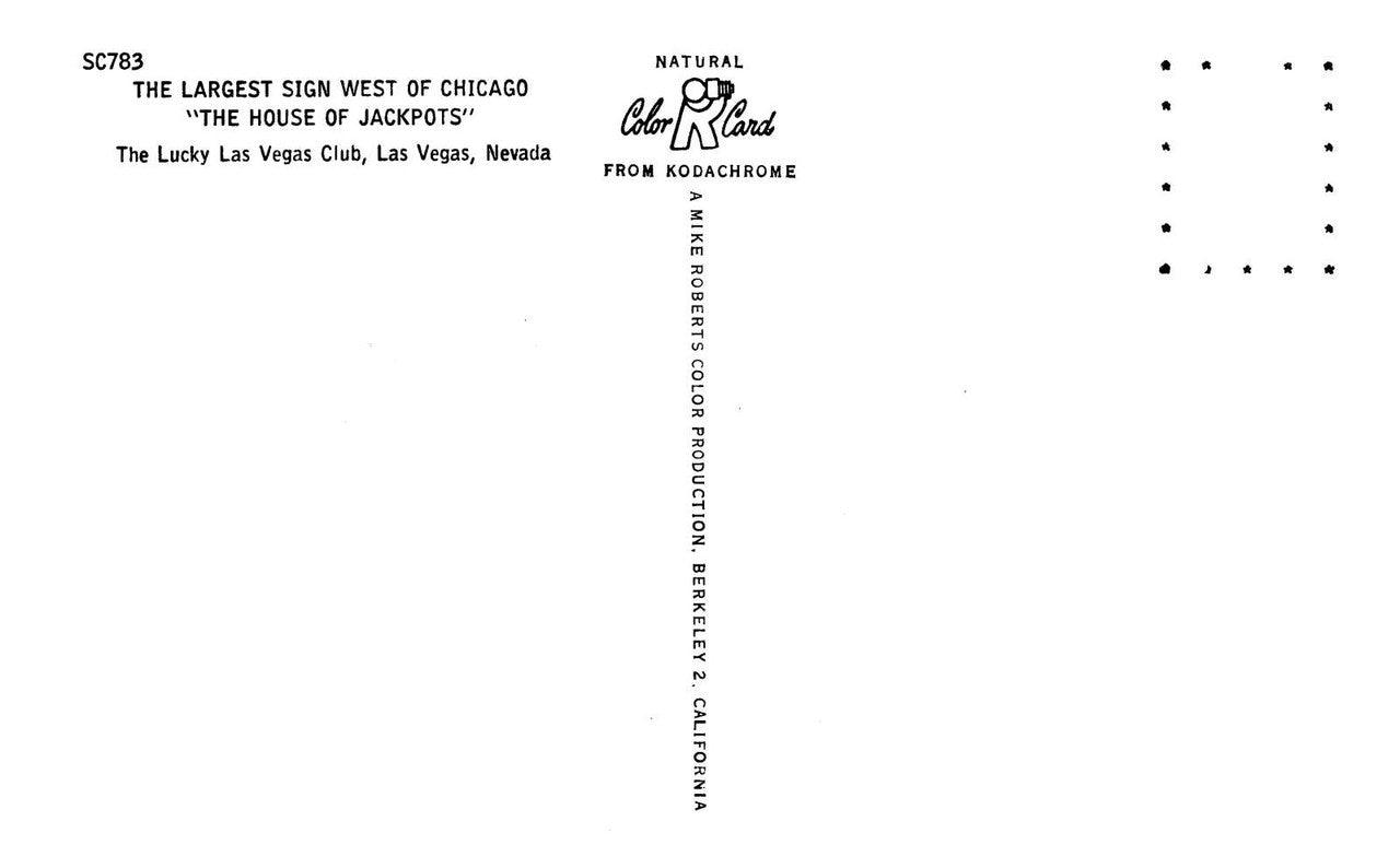 Largest Sign In The West Vegas House Of Jackpots Vintage RP Postcard Kodachrome - Suthern Picker