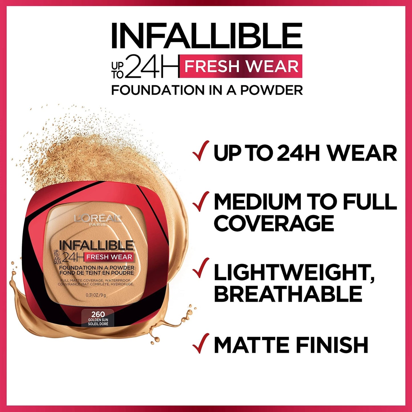 L'Oreal Paris Makeup Infallible Fresh Wear Foundation Mocha 370 0.31 oz.