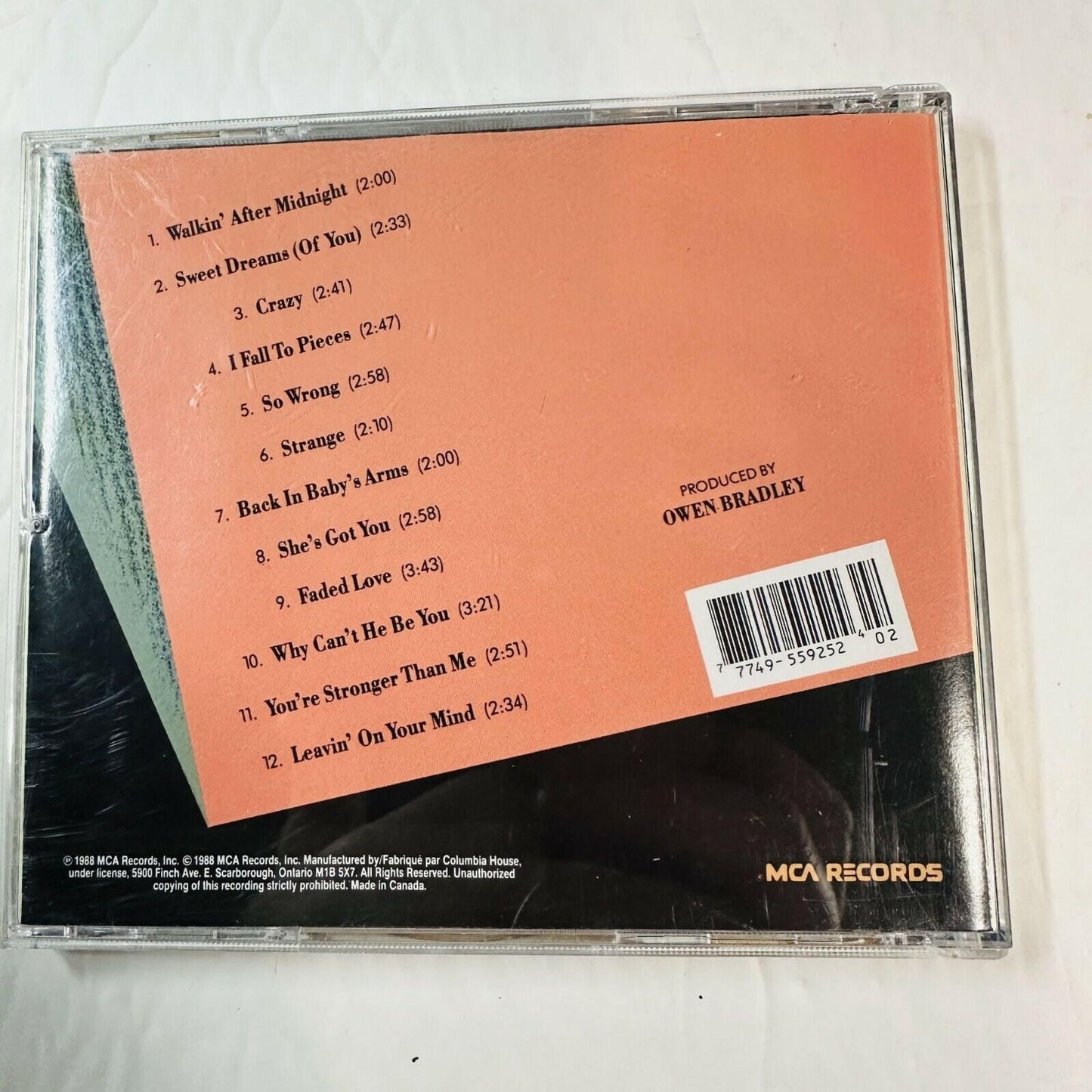 Patsy Cline 12 Greatest Hits CD Album Original Decca MCA Records