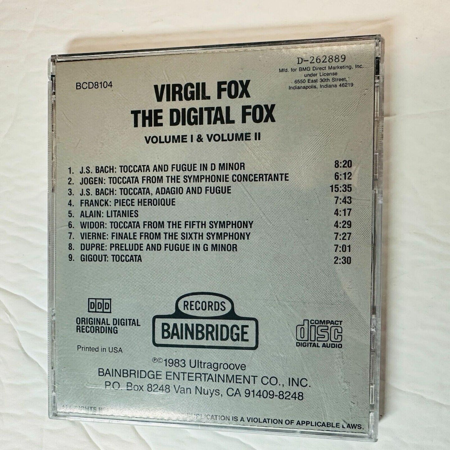 The Digital Fox Volume 1 & 2 By Virgil Fox CD 1983 Live Digital Recording