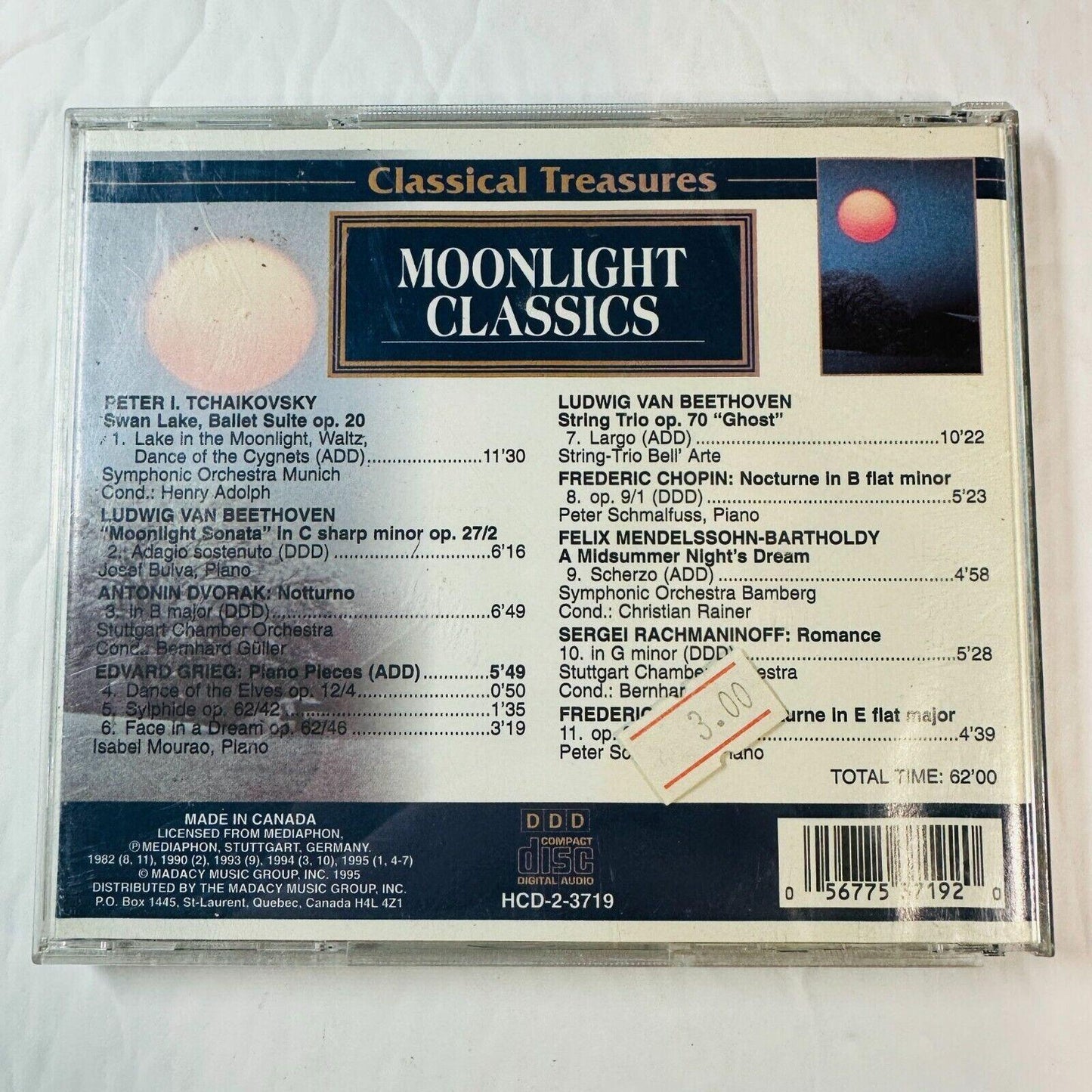 Moonlight Classics Classical CD Featuring Tchaikovsky & Beethoven Made In Canada