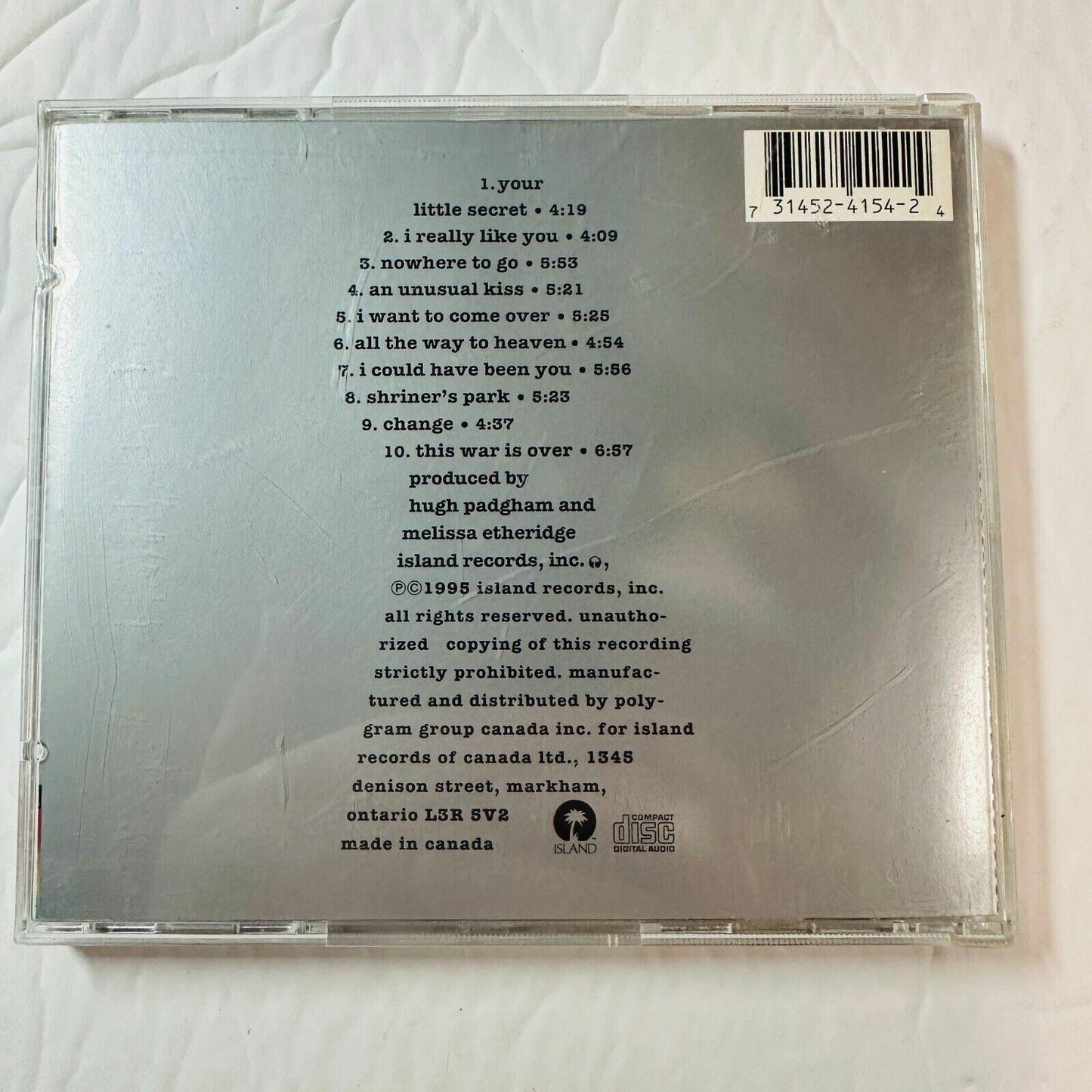 Melissa Etheridge Your Little Secret CD 1995 Orig Island Records Made In Canada